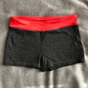 Gray color block athletic booty shorts